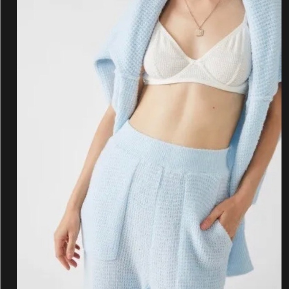 Free people intimately free C.O.Z.Y waffle knit fuzzy jogger Pants size L new - Picture 5 of 5